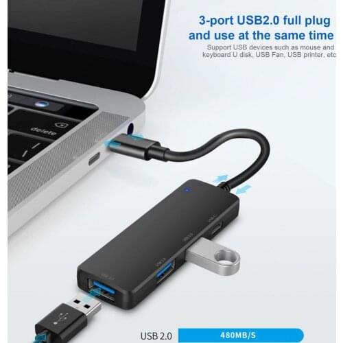 Fine Workmanship Mini USB Type-C Female Fast Cable Hub Plug Play Cable Hub Driver-free