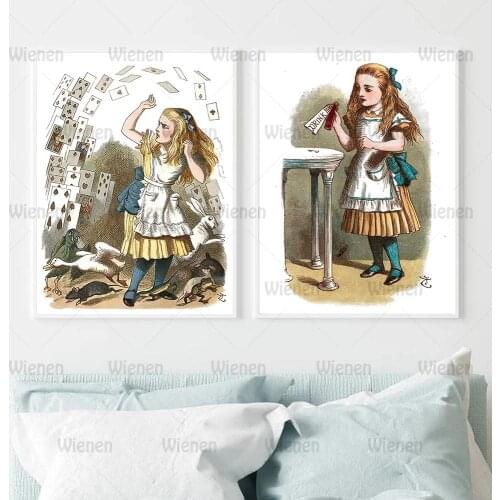 Canvas Painting Alice In Wonderland Playing Card Art Print Nursery Poster and Print Wall Art Picture Modern Girl Room Decoration