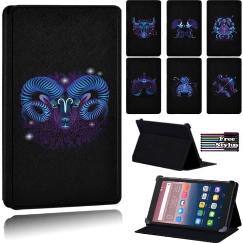 Anti -cratch Zodiac Print Leather Flip Stand Tablet Case for Alcatel OneTouch PIXI 3 7.0" 8.0" 10"/Alcatel OneTouch PIXI 4 7"