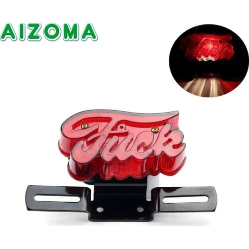 Red Motorcycle Tail Brake Light w/ License Plate Lamp Rear Light Bracket for Harley Bobber Chopper Custom Old School Taillight