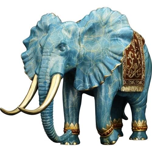 Copper Elephant Ornaments Fortune Furnishings Living Room Entrance a Pair of Wine Cabinet Decoration Gifts Copper Elephant