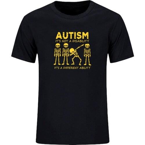 Mens skull t-shirt fashion autism this is not a disability, this is a new series of different abilities