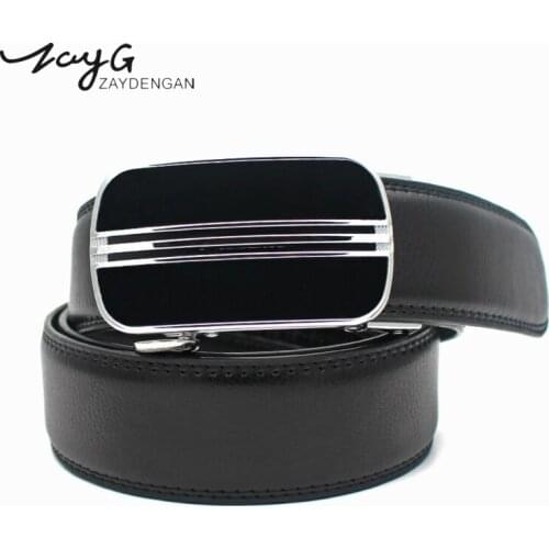 ZAYG Men High Quality Belt Metal Alloy Automatic Buckle Belt Men Fashion Commerce Belt Luxury Men Classic Black Jeans Belts