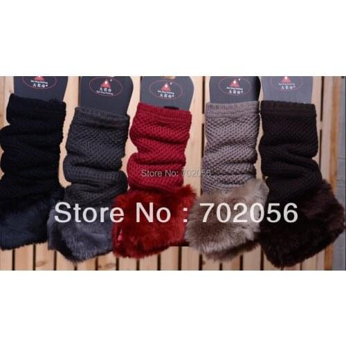 Soft 2015 winter Faux fur 25% wool women leg warmer Leg Shoes Ankle Warmer Boot Sleeves Cover 20 pairs/lot #3295
