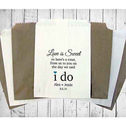 Custom WE SAID I DO Wedding popcorn candy Buffet lolly bags BIRTHDAY Bridal Shower Bakery Cookie desserts gift Favors pouches