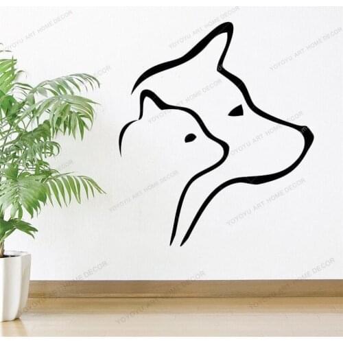 Pets Decals Dog Care Shop Art Wall Murals Vinyl Wall Sticker Removable Wallpaper Pet Grooming Salon Dog Cat Sign CX29