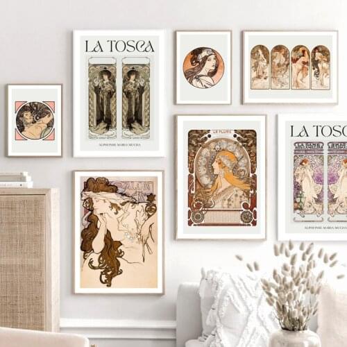 Alphonse Maria Mucha Gallery Victorian Wall Art Canvas Painting Nordic Posters And Prints Wall Pictures For Living Room Decor