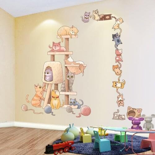 Animals Wall Stickers DIY Cartoon Cats Wall Decals for Kids Rooms Baby Bedroom Children Nursery Home Decoration Wallpaper