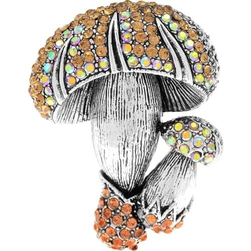 CINDY XIANG New Rhinestone Double Mushroom Brooches For Women And Men Vintage Vegetables broche Cute Creative Brooch Pin Jewelry