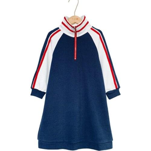 6Y To 16Y Turtleneck Girls Dress Autumn New 2020 Patchwork Children Sports Dress Toddler Clothes Kids Sweatshirt Dress,#5628