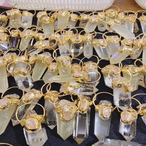 24K Natural Yellow crystal column Necklace,Woman Necklace, 2020 New Crystal Pendant , Copper 3pcs Western Style Pendant For Gift