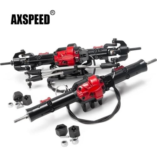 AXSPEED Aluminium Alloy Front and Rear Axle with Differential Lock for D90 1:10 Scale RC Rock Crawler Car Accessories Parts