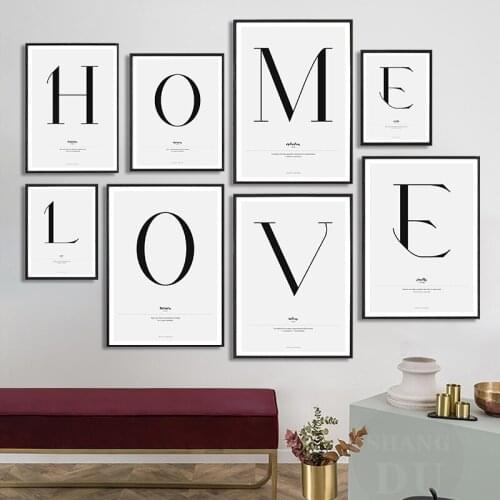 Letter Words Poster Nordic Art Canvas Painting Wall Art Prints Picture for Kids Bedroom Living Room Home Decoration Cuadros