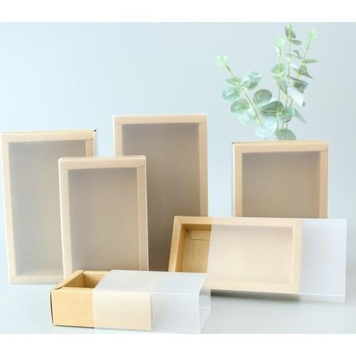 5pcs/10pcs/PVCtransparent cow leather packaging box Festival Party candy wedding gift box kraft paper jewelry display box carton