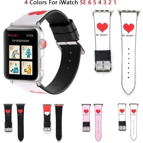 Love leather watchband for apple watch band SE 6 5 40mm 44mm heart belt bracelet Strap for iWatch bands series 4 3 2 38mm 42mm