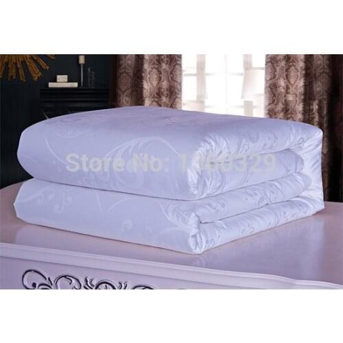 220*240cm 100% Mulberry Silk Blanket Winter Silk Quilt Pink White Silk Comforter Brands silk Blanket Winter edredon King Bedding