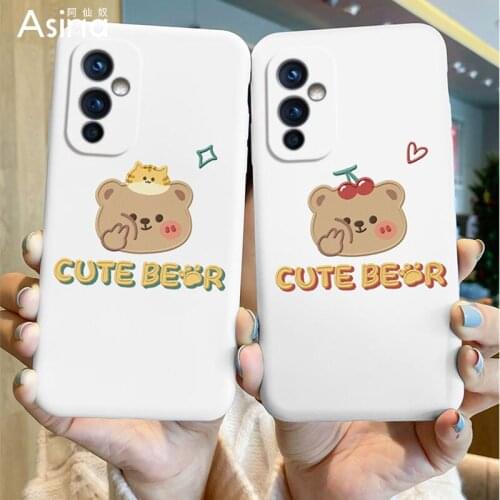ASINA Cute Cartoon Case For Oneplus 9 8t 8 Pro Liquid Silicone Couple Cases For Oneplus 7 7T Pro Nord Cover Funda Anime Bear