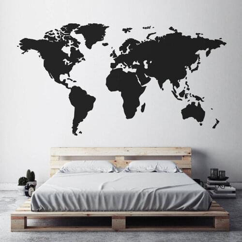 Modern Home Decor World Map Wall Sticker Vinyl Interior Design Bedroom Living Room Map Of The World Wall Decal Removable
