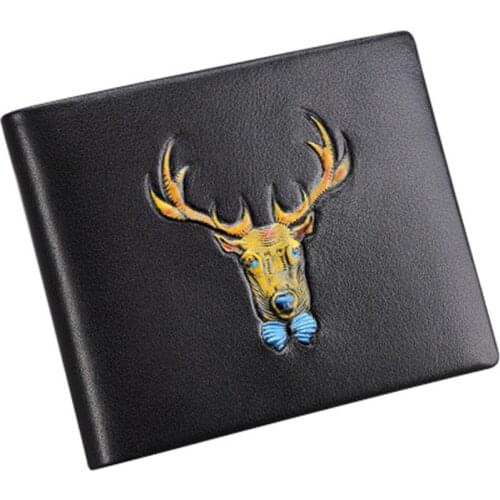 Williampolo wallet mens thin section genuine leather personality printing wallet mens drivers license card holder coin purse