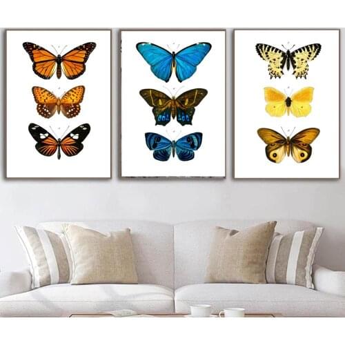 Vintage Butterfly Posters and Prints Decoration Natural World Canvas Wall Pictures Colourful Insect Art Painting Gift Home Decor