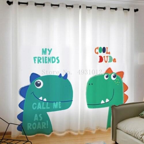 Explosive Jurassic Era 3D Dinosaur Cartoon Boy Childrens Room Bedroom Study Bay Window Blackout Curtain Kids Gift