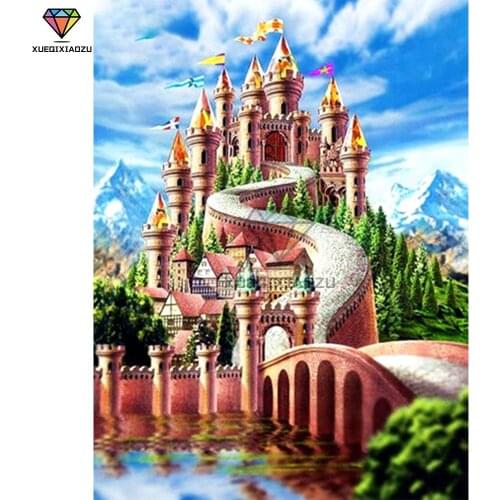 XUEQIXIAOZU Full Round Castle Diamond Embroidery Diamond Drawing 5D DIY Diamond Setting Mosaic Painting Home Decoration Gift