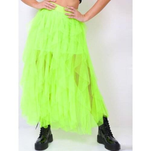 New Arrival Neon Green A Line Women Tulle Skirt Floor Length Zipper Bridesmaid Tutu Skirt Custom Made Fashion Women Tutu Skirts