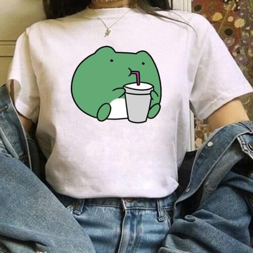 2021 Summer T-shirt Skateboard Woman Frog T shirt Harajuku Graphic Tee Y2k Top Aesthetic Clothes Vintage Fashion Shirt