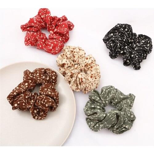 Womens Fashion Flower Tree Leopard Hair Scrunchies Elastic Rubber Band Hair Rope Ponytail Holder Hairbands Hair Accessories
