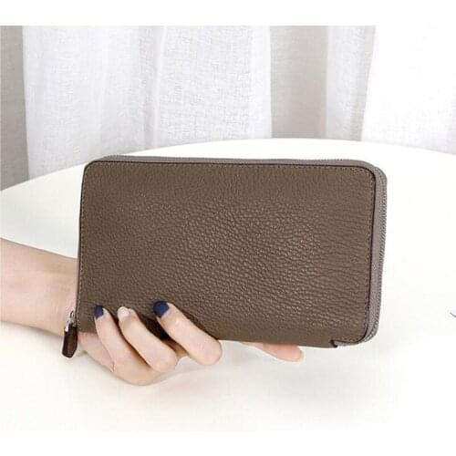 San Maries Lady Long Purse Bag Wallet Business Genuine Leather Wallet Luxury Brand Design Handy Zipper Around Women Clutches