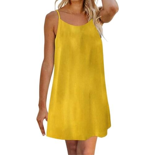 2021 Womens Summer Fashion Casual Swing T-Shirt Dresses Beach Cover Up With Pockets Plus Size Loose Spaghetti Strap Mini Dress