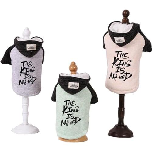 Winter Coat for Dogs Warm Fleece Dog Jacket The King is Naked Print Hood Cat Clothes XS S M L XL 2XL