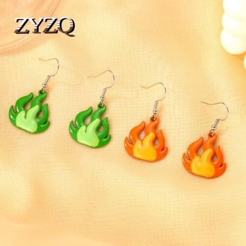 ZYZQ Halloween Funny Ornaments Fashion Cartoon Acrylic Color Flame Earrings For Women Holiday Gifts Fun Jewelry