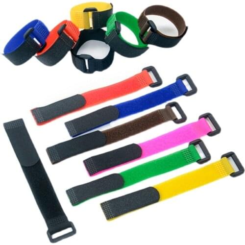 10pcs/bag 25cm Magic Sticker Strap Nylon LiPo Battery Tie Strap Fastener Reusable Cable Wrap for QAV250 F450 500 550 Quadcopter