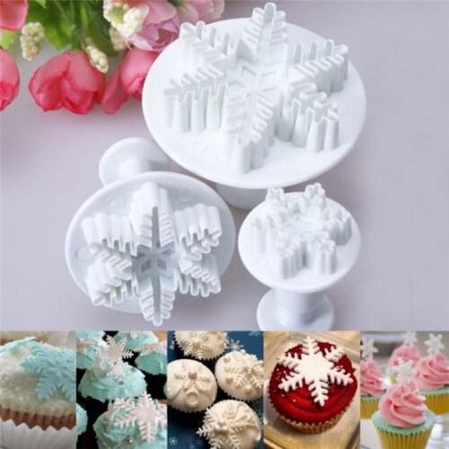 Snowflake Cake Decorating Fondant Plunger Cutters Mould Spring Cookies Kitchen Tools Cake Decorating Fondant Tool 3Pcs / Set