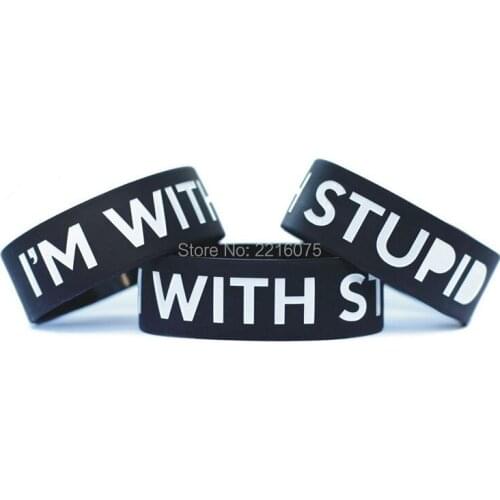 300pcs One Inch I'm With Stupid wristband silicone bracelets free shipping by DHL express