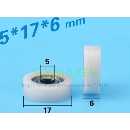 5*17*6 moving door and window flat wheel, POM POM, nylon wrapped, deep groove ball injection plastic bearing, sliding wheel