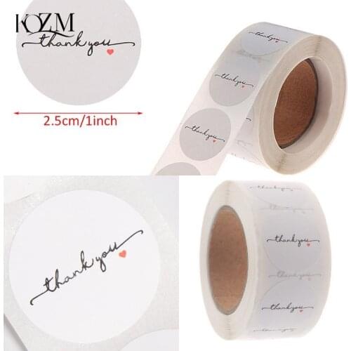 500pcs/roll Round White Paper Label Sticker Thank You Sticker Scrapbook 1 Inch