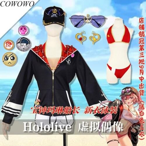 Anime! Vtuber Hololive Houshou Marine Swimsuit Uniform Cosplay Costume Halloween Carnival Party Role Play Outfit For Women NEW