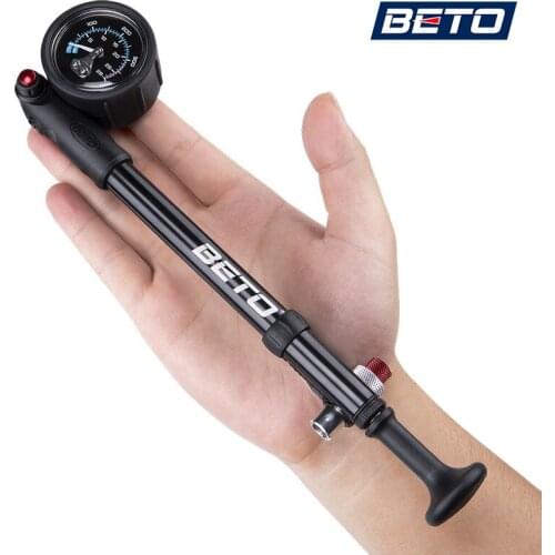 Beto 003AG Foldable 400psi High-pressure Bike Air Shock Pump with Lever & Gauge for Fork & Rear Suspension Mountain Bicycle