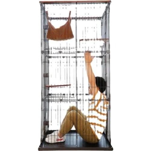 Cat Cage Villa Solid Wood Household Pet Oversized Model Cat Cage Cattery Cat House Indoor Luxury Iron Cage