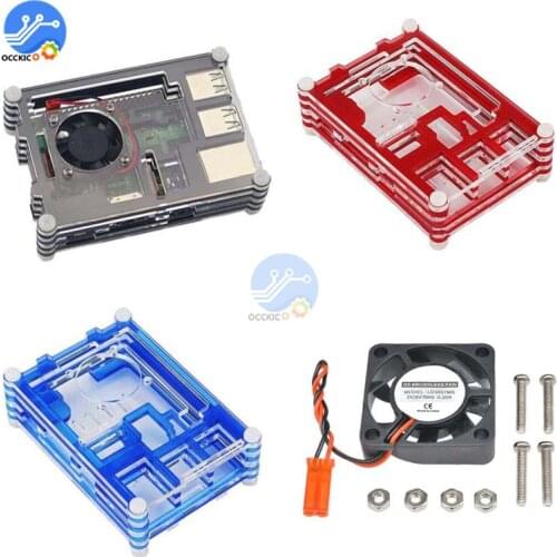 For Raspberry Pi 3B 3B+ Pluse Case Rainbow Shell 9 layer Blue Red Black Acrylic Box Case and Cooling fan for Pi 3B 3B