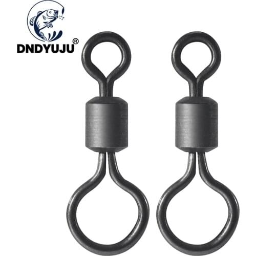 DNDYUJU 50pcs Size 4#-6# Black Circle Fishing Rolling Swivels For Carp Fishing High Speed Swivel Tool Stream /River/Lake Fishing