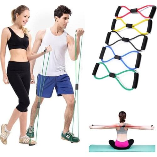 Resistance 8 Word Chest Expander Rope Workout Muscle Fitness Expansion Rubber Tubing Pull on Rope Yoga Elastic Bands Training