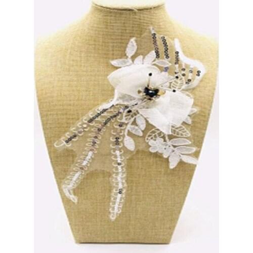 Bow beaded color stereo lace flower bone rope sequin embroidery short-sleeved T-shirt jeans cloth patch