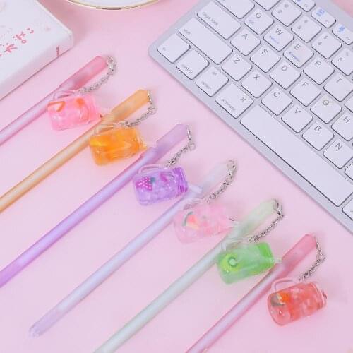 30 pcs/lot Kawaii Fruit Pendant Gel Pen Cute 0.5mm black ink Signature Pens office school writing supplies gift