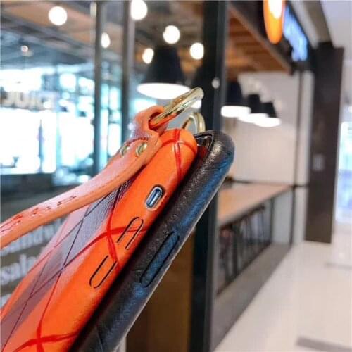 H13 Luxury Leather Wrist Strap Holder Stand Back Cover for iPhone 12 11 Por Max X XR 6 7 8 Plus Case Brand Phone Accessories Bag