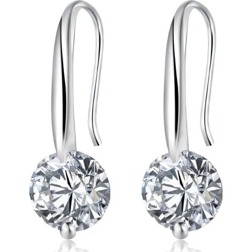 Hot Sale Silver Color & Gold Color 8MM Zircon Ear Hook Earrings Women Fashion Party Jewelry drop shipping