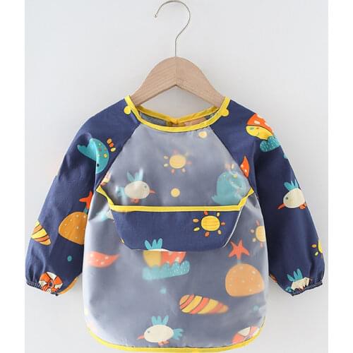 Cotton Waterproof Bibs Newborn Long Sleeve Apron Baby Blouse Unisex Summer Short Sleeve Top Cartoon Clothes Children Accessories