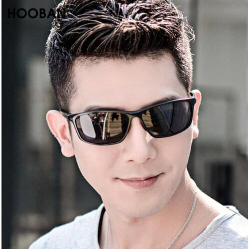 HOOBAN Fashion Square Men Sunglasses Retro Black Rectangle Sun Glasses For Male Vintage Outdoor Eyewear Shade UV400